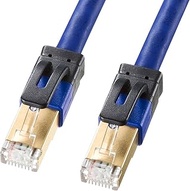Sanwa Supply KB-T7A-006BL CAT7A LAN Cable, 2.0 ft (0.6 m), 10Gbps/1000 MHz, RJ45, Anti-Cling, Blue