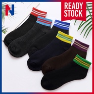 [Novii] QSTAR Men's Ankle Stripe Sport Cushion Thick Work Socks Sport Socks / Stoking Lelaki Sukan T