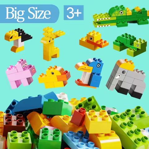 Big Blocks Bulk Building Blocks for Kids Toddlers Creative Gifts for Kids Compatible Duplo Animal Tr
