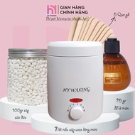 [CHE TÊN] Combo 100gr Sáp Sữa Dừa + Nồi Nấu Sáp Wax Lông Chống Dính Mini HY WAXING + 75gr Mỡ Trăn Tặ