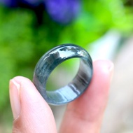 Black Tone Jade Ring Glass Texture size 56-57 mm
