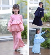 Coolelves Baju Kurung Peplum Moden Raya Lace Budak Perempuan Malay traditional kids baby girls wear pink baby navy blue