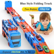 รถขนาดใหญ่ Transporter รถบรรทุกพับติดตามรถแข่งยานพาหนะเด็กเกมการแข่งขันการจัดเก็บล้อแม็กรถยนต์เด็กของเล่นเด็กนวนิยายของขวัญ