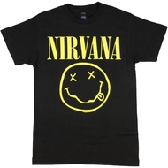Nirvana Smiley T-Shirt,Black,Medium