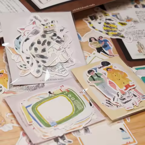 Wanle Studio Vintage Lovely Little Bunny And Me Cat Memo Set Planner DIY Scrapbooking Card Making De