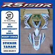 HONDA RS-150R RS150R V2 20TH ANNIVERSARY (4) WHITE COVER SET (STICKER TANAM) RAPIDO NEW ACCESSORY AKSESORI