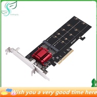 Star Dual NVMe PCIe Adapter,M.2 NVMe SSD to PCI-E 3.1 X8/X16 Card Support M.2 (M Key) NVMe SSD 22110