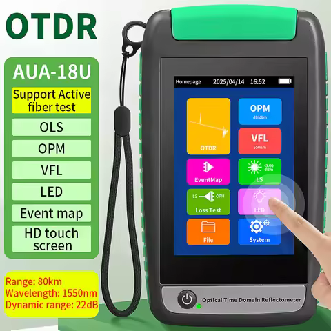 AUA-18U/A OTDR Support Active Fiber Live Testing 1550nm 22dB 80KM Optical Time Domain Reflectometer 