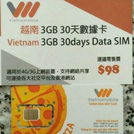VIETNAM 越南 數據卡 30天 3G 3GB 數據 上網卡 SIM CARD