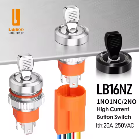 LANBOO 16mm metal Toggle switch with LED high current 15A switch 1NO1NC/2NO optional