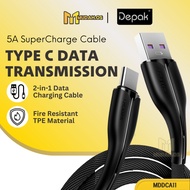 DEPAK LED Light Cable USB Type C 5A Fast Charging Wayar Cas Android Type C Data Transfer Kabel Charg