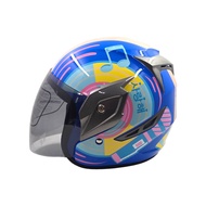 VIRTUE Helm SNI Half Face Wanita Cewek Perempuan Remaja Dewasa Motif Bunga Flower Original Kaca Anti