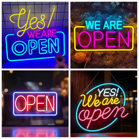 Yes We Are Open Neon Sign USB Dimmable LED Neon Light for Business Storefront Coffee Shop Bar Pub Ba