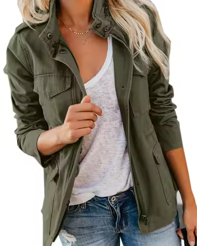 Women Zipper Jacket Autumn Female Outerwear Long Sleeve Casual Streetwear Coat Windbreaker Anorak St