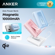 Anker Zolo Power Bank 30W Wireless  Magnetic 10,000mAh Portable Power with Build in Cable-A1685