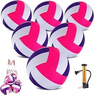 6 Pack Volleyballs Official Size 5, Waterproof Soft Bulk Recreational Volley Balls with Pump and Net