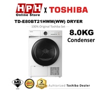 Toshiba Dryer (7kg/8kg/9kg/10kg) TD-H80SEM TD-BK90MEM TD-BK100GHM TD-E80BT21HWM(WW) Heat Pump Dryer 