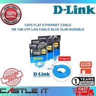 D Link CAT6 Flat Ethernet Cable 5M 10M UTP LAN Cable Blue Slim Durable