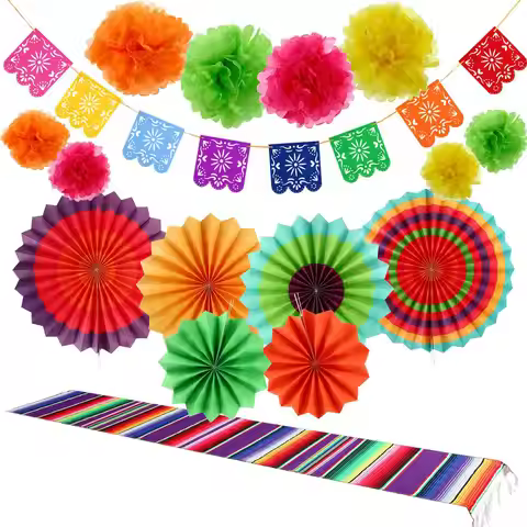 Mexican Pinata Happy Birthday Banners Party Decorations Rainbow Tassel Garlands Flags Table Runner C