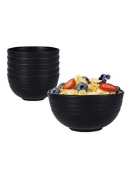 2/4/6入組黑色塑料碗,適合湯、燕麥片、義大利麵、沙拉,非常適合家庭廚房和露營使用