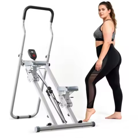 Vertical Climber Stair Stepper for Home Gym Folding Stair Climber Stepping Exercise Machine with Han