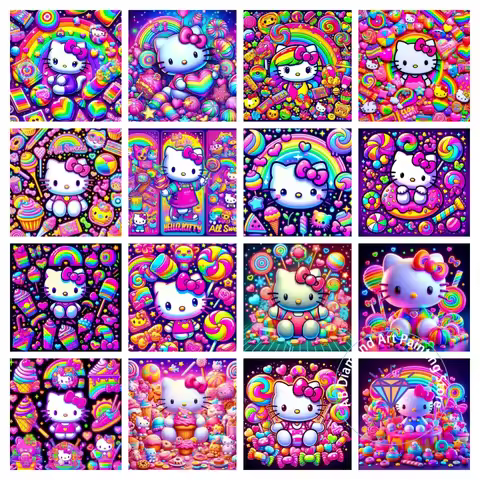 Hello Kitty Diamond Painting Kit 5D DIY Diamond Embroidery Cross Embroidery Handmade Art Gift Crafts