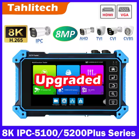 Tahlitech IPC-5200/5100 CCTV IPC Tester 8K IP Camera Test HDMI VGA 8MP AHD CVI TVI Test UTP Cable Te