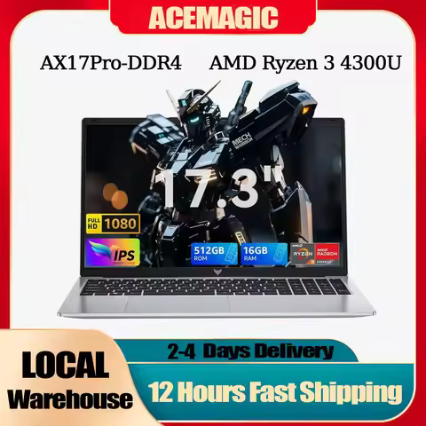 ACEMAGIC AX17Pro Laptop Computer AMD Ryzen 3 4300U Windows Laptop 17.3-in IPS 16GB DDR4 512GB NVMe S