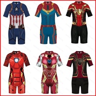 PDF2 Spiderman Iron Man Captain America Swimwear Short Sleeve One Piece Swimsuit Kids Swimming Suit
