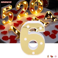 BANANA1Z6 LED Number Light, 6 LED Battery Powered Sign Lamp, Festive Number 6 Gold Warm White Light 