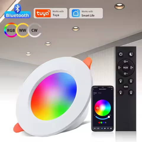 Tuya Bluetooth Smart LED Downlight 10W Smart Life APP LED Lamp Bulb Dimmable RGB RF 2.4G Remote Grou