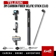 TELESIN New Design 3m Carbon Fiber Selfie Stick (3.0) No Drone Stick Invisible Stick