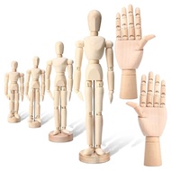 6Pack Artist Wooden Mannequin4.5/5.5/8/12Inch Drawing Figure Model Wooden Hand Model 7Inch Left and