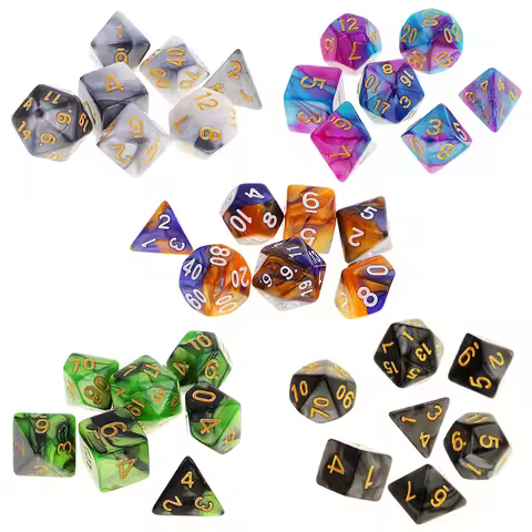 7Pcs Polyhedral Dice Double-Colors Polyhedral Game Dice for RPG Dungeons and Dragons DND RPG MTG D20