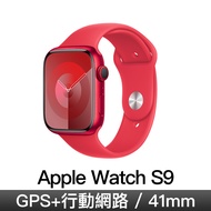 Apple Watch S9 GPS LTE 41mm 紅鋁紅運動錶帶-M/L MRY83TA/A