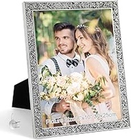 HIKWADERY 8x10 Picture Frame Glitter, Silver Bling 8 by 10 Photo Frames with HD Real Glass, for Wall