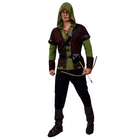 Robin Hood Costume for Man Huntsman Hood Costumes Green Deluxe Cosplay Fancy Suit for Swordsman Cost