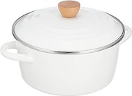 Pearl Metal Presage Enameled Two-Handled Pot, 8.7 inches (22 cm), White
