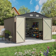 Great Buy 10' X 10' Metal Outdoor Storage Shed, Steel Garden Shed With Lockable Door, Utility And To