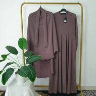 Abaya Umayyah Set Khimar | One Set Cringkle Abaya Dress with Modern French Khimar