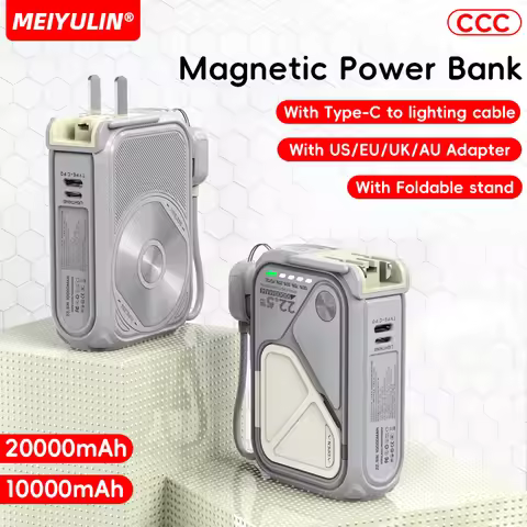 20000mAh Magnetic Wireless Power Bank Stand 10000mAh Portable USB Cable Fast Charging External Batte