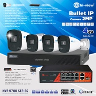 Hi-view ชุดกล้องวงจรปิด Bullet IP Camera 2MP รุ่น HP-97B203PE (4ตัว) + NVR 4Ch รุ่น HP-9704 + POE Sw