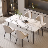 TLQ Bulgari Sintered Stone Dining Table Set Long Table Marble Table and Chair/Scratch Resistant High Temperature