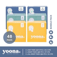 YOONA Bundle Pack All Night (6 boxes) Organic Pads I Organic Pads 2 AN 2 N 2 D
