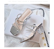 Guốc cao gót trong tròn 5p quai mảnh xoàn chéo chân - G109 Dép nữ cao gót