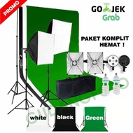 Paket Backdrop Perlengkapan Lampu Studio Mini Lighting Studio Softbox