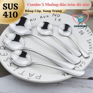 [Choose Size] Combo of 5 Round Head Spoons, 5 sizes to choose from, 410 Stainless Steel - Quality 41