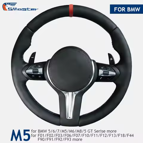 M5 Round Full Leather Steering Wheel For BMW F10 F11 F12 F13 F18 F01 F02 F03 F06 F44 F90 F91 F92 wit
