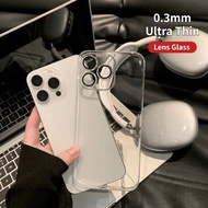 PC 0.3mm Ultra-thin with Camera Film Casing For iPhone 16 15 14 13 12 11 Pro Max Plus Xs Max PC Shoc