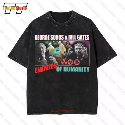 Cv19 Vaccines New World Order Illuminati Truth Bill Gates George Soros Vintage Oversized T-Shirt YS8